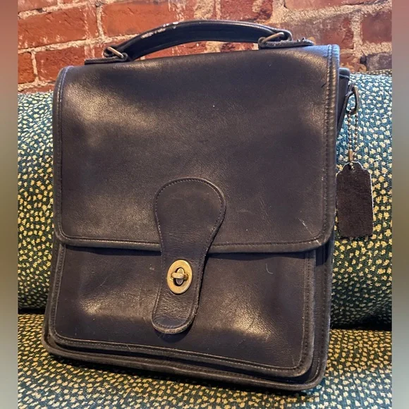 Coach Glovetanned Cowhide Leather Vintage Station Willis Satchel Bag Black - Picture 2 of 9